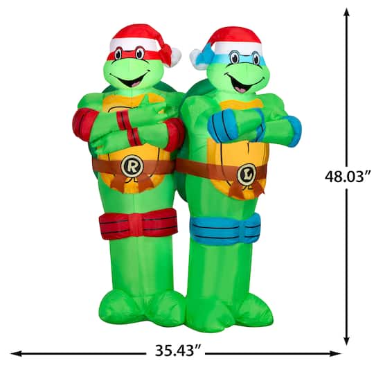 4ft. Airblown® Inflatable Paramount Teenage Mutant Ninja Turtles Leonardo & Raphael Christmas Light